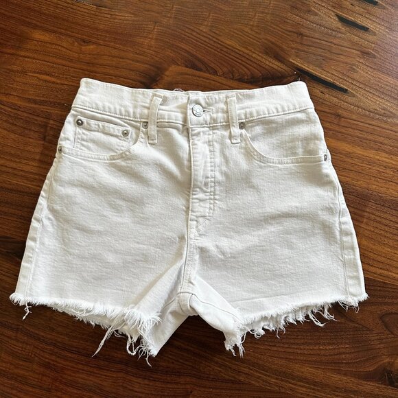 Madewell Pants - Madewell High Rise Denim Shorts Raw Hem Size 26